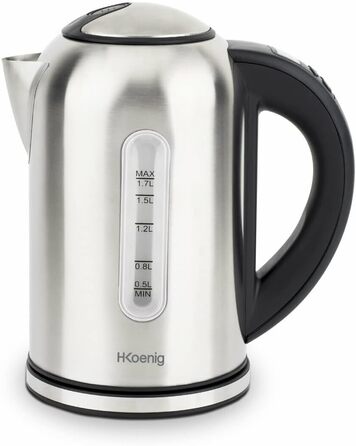 Електричний чайник H.Koenig Inox 1.7L з програмуванням температури, 2200W (сріблястий)