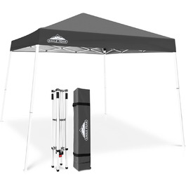 EAGLE PEAK 3x3m Event Tent with Slanted Legs, Pop-up Pavilion for Outdoor Use, UV Protection 50+, Waterproof, Foldable, Folding Gazebo for Camping, Garden, Party, Dark Blue (Gray)