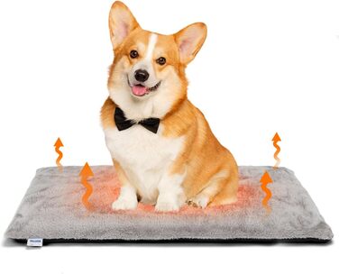 Nobleza Самогріюча килимок для собак та котів, зігріваючий килимок для домашніх тварин на зиму, подушка для собак, підходить для собачих ліжок, з посиленим меморіальним шаром, знімний, м'який плюшевий чохол, сірий, 61x46x4 см (L 76 x B 48 x H 4 см)