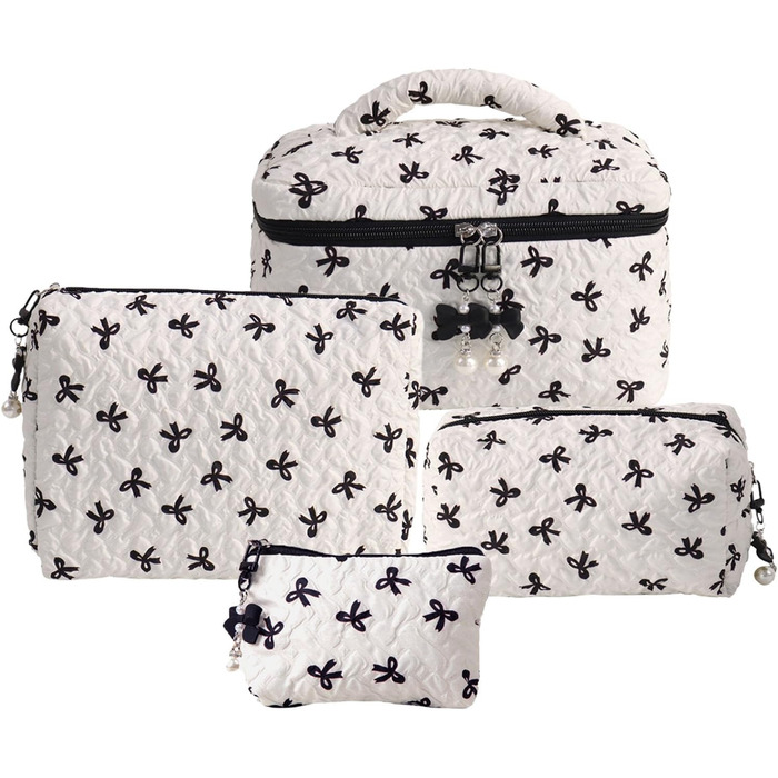 Набір косметичок з квітами для дівчат, дамські культбагелі, степкова косметичка для макіяжу, бавовняний набір культбагелів, косметичка з бантиком, естетичний стиль Clean Girl