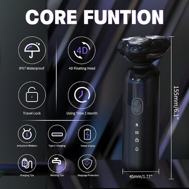 Електричний гоління для чоловіків Sejoy з 4D головкою, бездротовий, для мокрого та сухого гоління, потужний мотор