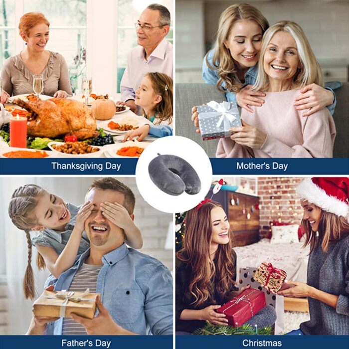 Подушка для шиї у літак/подорожі з Memory Foam - підтримуюча, компактна, легка, сіра