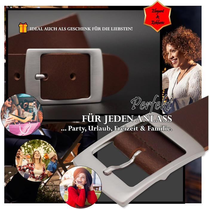 Жіночий шкіряний ремінь Friedrich Hoffmann, ширина 4 см, коричневий, 120 см (зроблено в Німеччині)