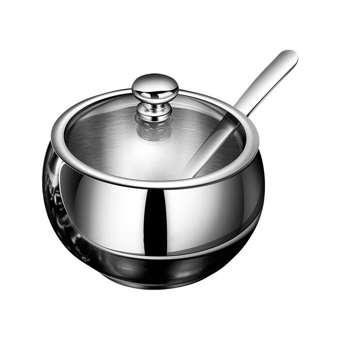 Набір для цукру, солі та перцю з нержавіючої сталі, з кришкою та ложкою | Zuckerdose