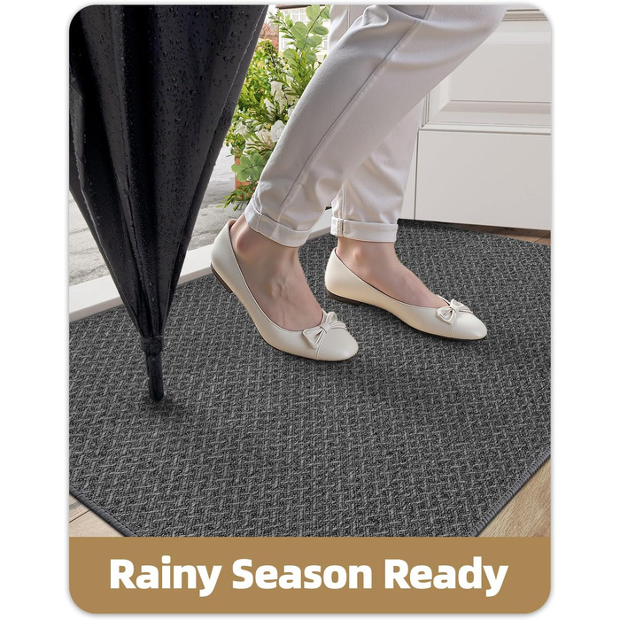 Тонкий килимок для входу COLOR&GEOMETRY, протибризковий та протиковзкий килим у передпокою, темно-сірий, 92 x 142 см