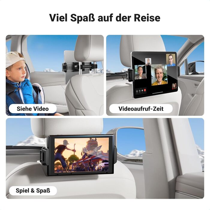 Утримувач для планшета UGREEN в авто, 360° обертання, регульований, універсальний, сумісний з 4.7-12.9 дюймів