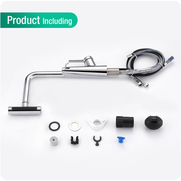 Кран кухонний водопровідний CREA Wasserfall висувний з дозатором мила, нержавіюча сталь, 360° обертання, 4 режими, хром