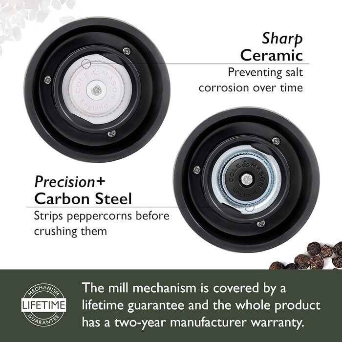 Набір солонки та перцюнки Cole & Mason Derwent Precision+, керамічний механізм, чорний