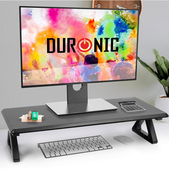 Duronic DM06-1 BK Monitor Stand, 62 x 30 cm, Desk Riser Monitor Stand, Dual Monitor Riser Screen Elevation, Holds up to 10 kg