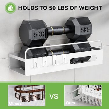Полка для душу Uamector без свердління - Дзеркальна полиця для ванної кімнати, нержавіюча сталь, 2 шт. (3 шт. залізні пластини, білий)