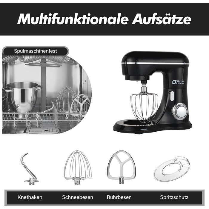 Кухонна машина Kitchen in the box: 6 л, 1300 Вт, темний зелений/чорний, з набором насадок