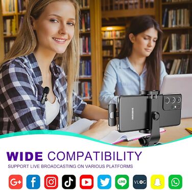 Беспроводной микрофон-зарядка Lavalier USB-C 2 в 1 для iPhone, шумоподавление KI, мини-микрофон для видеоблогинга, видео, подкастов, интервью, TikTok, YouTube - Черный (2 TX + 1 RX) (2 Mic для iOS)