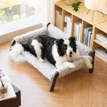 MEWOOFUN Dog Sofa Dog Bed Elevated No Dogs - Dog Beds for No and medium-sized dogs with Non-Slip Bottom, Breathable Woven Bed with Removable, Cat Sofa 61 x 53 x 28 cm, (XL, Grey)