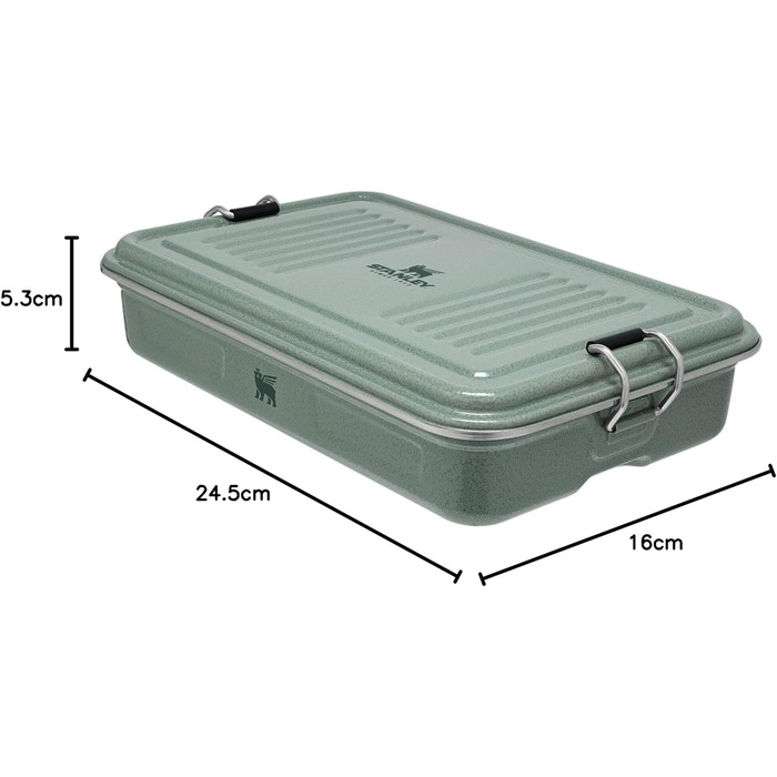 Stanley Useful Classic Box 1.2L - Dishwasher Safe - Stainless Steel Lunchbox - Stackable Sandwich Box - BPA-Free - Secure Closure, Hammered Green, Hammertone Green
