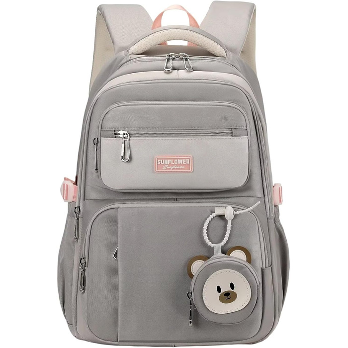 Шкільний рюкзак для підлітків (дівчаток та хлопців) - водонепроникний, великий, для школи та подорожей (сірий)