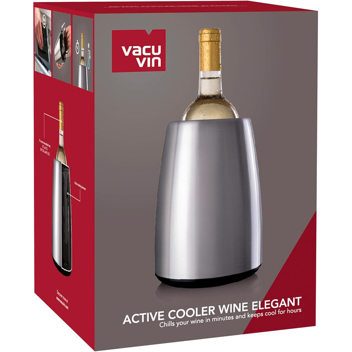 Vacu Vin 3649360 Active Wine Cooler Elegant, Stainless Steel, 208(h) x 155(dia)mm.