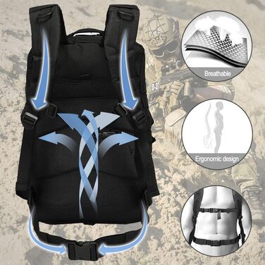 KSIBNW Military Backpack 50L Tactical, Large Capacity Survival Waterproof Climbing Hiking Trekking Backpack Travel 3 Days Outdoor Men's For Travel