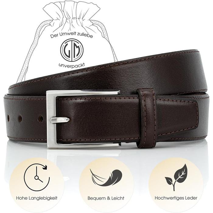 Чоловічий шкіряний ремінь Lindenmann, 35 мм, колір коричневий