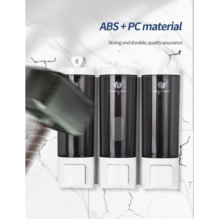 Ручний дозатор мила CHUANGDIAN, настінний, 200 мл, білий (трійка білий)