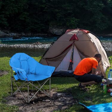 Крісло для кемпінгу High Point Sports Moon XXL - розкладне, для відпочинку, до 150 кг, блакитне