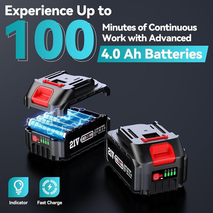 Акумуляторна міні-пила SEESII 8000mAh, 6 дюймів, з автоматичною змащенням та запасним ланцюгом. Ідеальна для стрижки гілок та різання деревини.