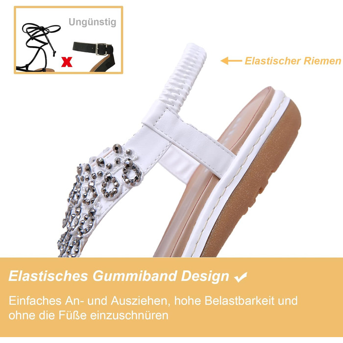 Босоніжки жіночі літні шльопанці Bohemian Strass, розмір 36-42 (40 EU), білі