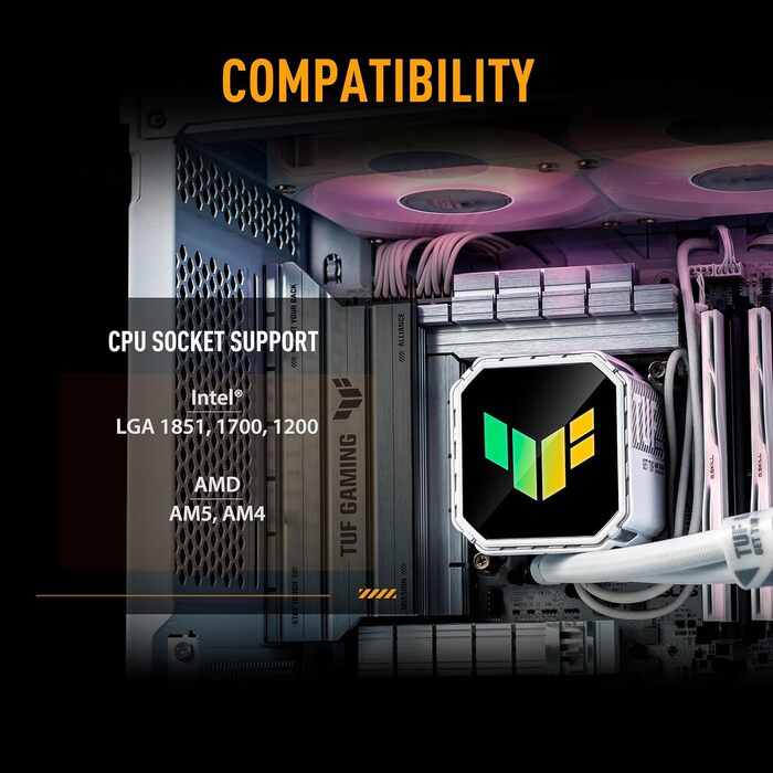 ASUS Prime LC ARGB LCD - водяне охолодження CPU з РК-дисплеєм (2.3 дюйми, помпа Asetek, 3 вентилятори ARGB, сумісність Intel LGA 1851/1700/1200/115X, AMD AM5/AM4)