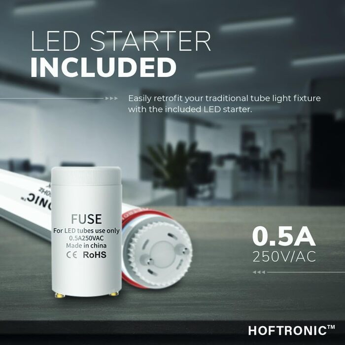 HOFTRONIC LED Damp-Proof Light 150cm 6000K Cold White 60W 10500lm 175lm/W Flicker-Free Linkable T8 Workshop Lamp IP65 Waterproof Basin Light Double for Garage Basement Office