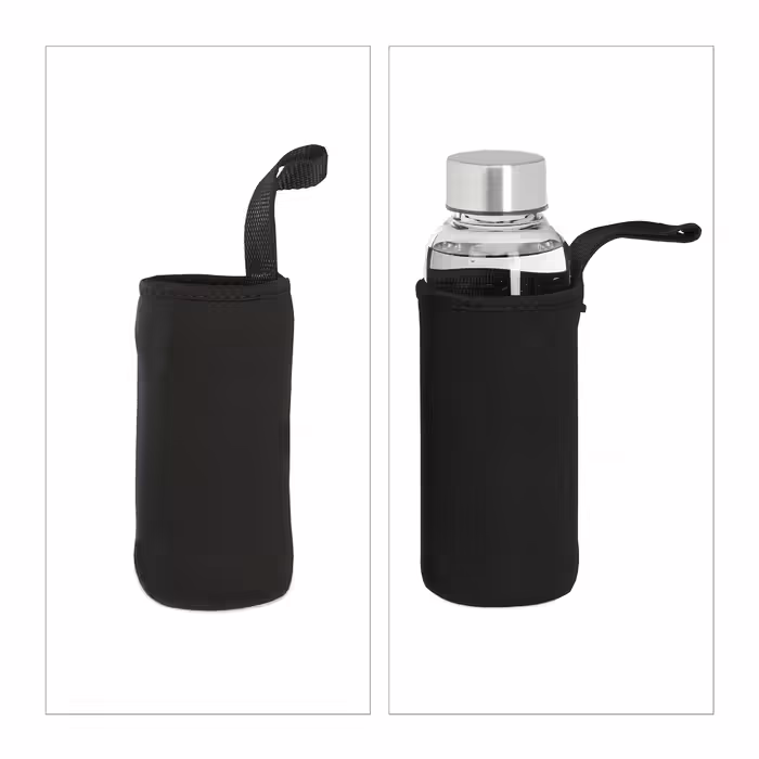Relaxdays Glass Water Bottle with Sleeve