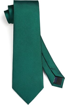 HISDERN Комплект краватки для весілля: краватка в клітинку, нагрудна хустинка, краваткова застібка, ґудзики для краватки (темно-зелений)