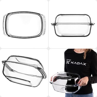 Форма для запікання KADAX 7л зі склокераміки - прямокутна, для лазаньї, овочевих запіканок, м'ясних страв, жароміцна, придатна для миття в посудомийній машині, прозора