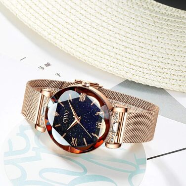 Жіночий годинник CIVO водонепроникний мінімалістичний аналоговий кварц, мода, сукня, елегантний, повсякденний кварцовий годинник для жінок (Y-2【set】рожеве золото/Xk Zh)