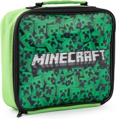 Набір ланч Minecraft Creeper: ланчбокс, пляшка та контейнер для перекусу. Ідеальний подарунок для хлопчиків-геймерів. Темно-зелений.