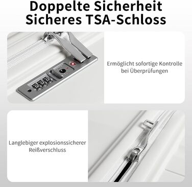KONO Валіза ручної поклажі 55см з поліпропілену, 4 колеса, TSA-замок, 55x40x20см (Крем-білий)