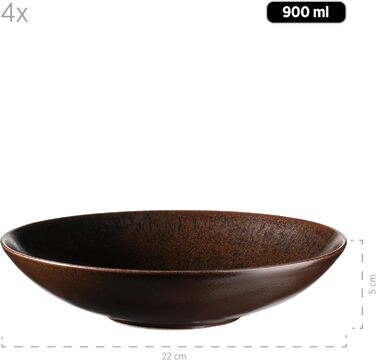 MÄSER Metallic Bronze, 12-piece tableware set for 4 people with a noble, glossy glaze, plate set with dinner plates, soup plates, and dessert plates made of high-quality ceramic stoneware, brown.