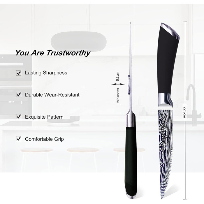 Набір кухонних ножів Hoablorn з бруском 15 предметів. Брусок з акації, міцний магнітний тримач. Ідеальний подарунок на новосілля та весілля (сріблястий)