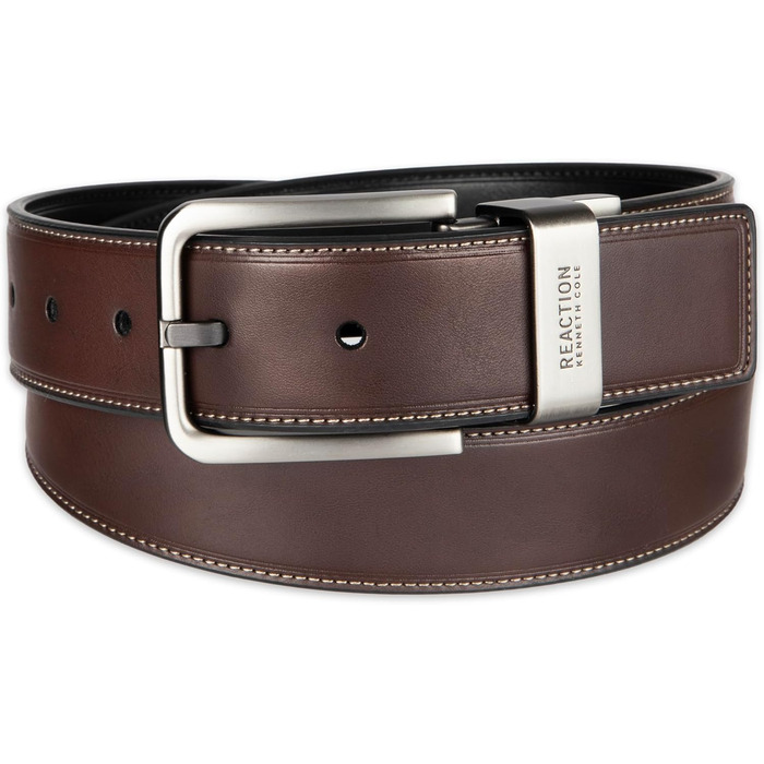 Чоловічий реверсивний шкіряний ремінь Kenneth Cole REACTION чорного та коричневого кольорів