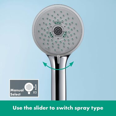 Hansgrohe Croma 100 Showerhead, 3 Spray Patterns, Chrome