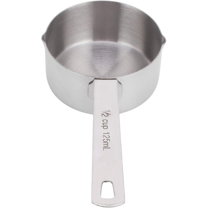Stainless steel measuring cup 304, metal measuring spoons, baking measuring spoons with scale, cake measuring spoons for the kitchen, kitchen scale (size: 1/3 cup 80 ml) (1/2 cup 125 ml)