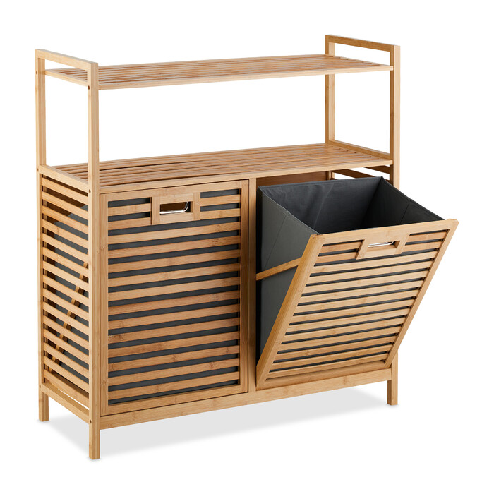 Relaxdays Laundry Basket with 2 Shelves