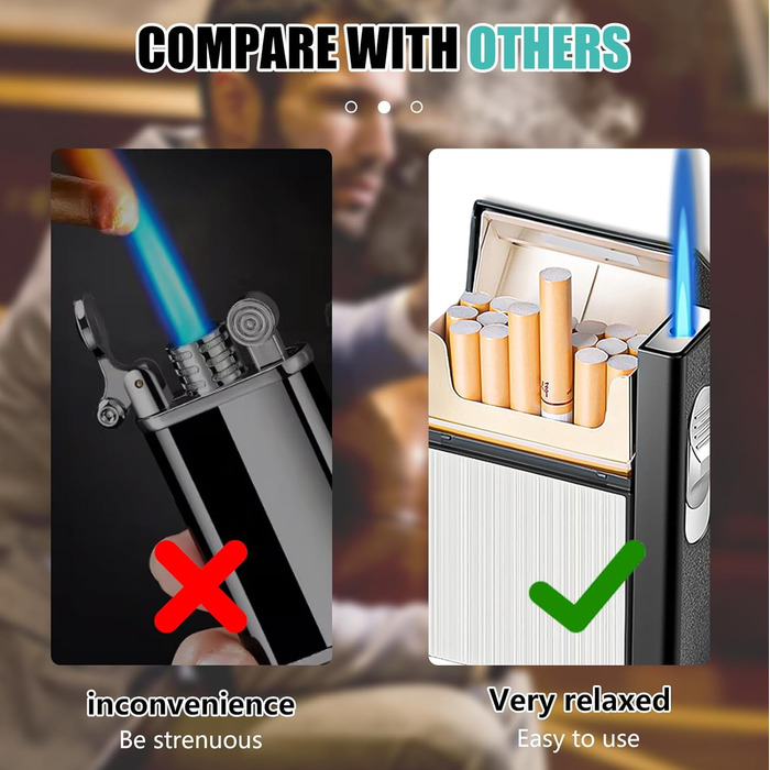 Алюмінієве екіпен для сигарет з запальничкою: водонепроникний кейс для 20 сигарет, USB зарядка (без газу), білий