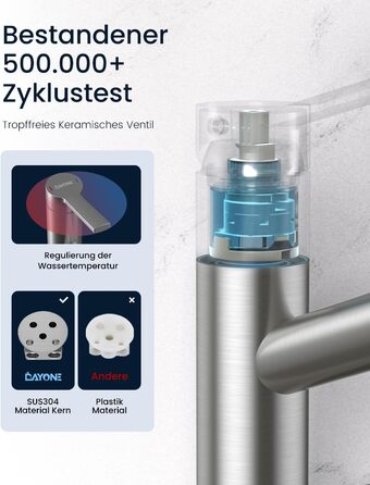 Однолеверний змішувач для кухні Dayone з висувною лійкою, нержавіюча сталь, 3 режими, 360° обертання, для кухонних мийок (15 см), матовий, преміум якість