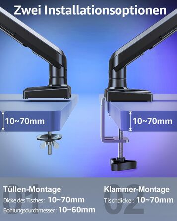 Тримач для монітора ELIVED EV6012W для 2 моніторів (13-32 дюйми), чорний, VESA 75/100mm, газ-амортизатор, регульований