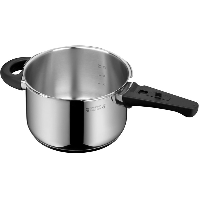 Швидкісний скороварка WMF Perfect One Pot 2,5 л, індукційна, з паровим клапаном, 2 режими готування, зручне управління однією рукою, для всіх типів плит, полірована нержавіюча сталь Cromargan, для однієї особи