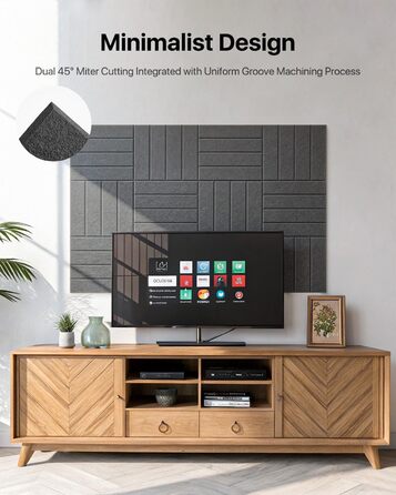 Акустичні панелі Soundsbay для шумоізоляції та звукопоглинання, самоклеючі поліестерні плити 30×30×0.9 см, чорні, 12 шт.