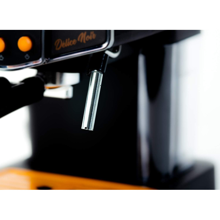 ECODE® Espresso Machine Delice Black, 20 Bar Pressure, Swivel Vaporizer - Machine with 1.5 L Tank, Milk Frother, Single/Double Dosing, Manometer with Temperature - Coffee Machine