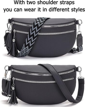 Сумка-бананка жіноча бежева через плече середнього розміру кросбоді з відділенням для карток та 2 ремінцями - ідеальна для міста!