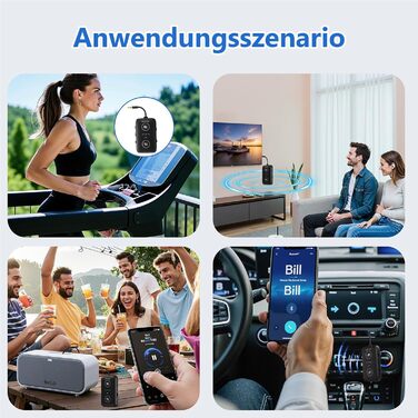 Bluetooth 5.4 адаптер ElecMoga 2-в-1: передавач та приймач, підтримка 2 пристроїв, для авто, телевізора, навушників