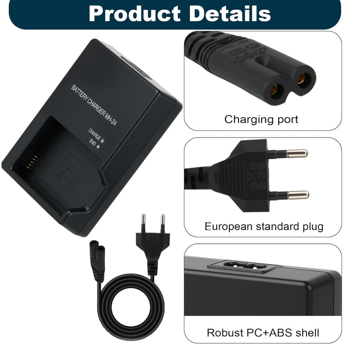 Зарядний пристрій MH-24 для акумуляторів EN-EL14/EN-EL14A (Nikon D3100, D3200, D3300, D3400, D3500, D5100, D5200, D5300, D5500, D5600, P7000, P7100, P7700, P7800)