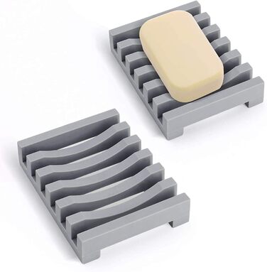 2 шт. мильниці Silikon AstraLoom з самостійним зливом, легко чистяться, неслизькі та небрудні, ідеальні для ванної кімнати, кухні, мила (сірі)